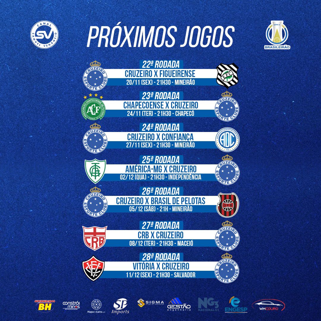 Próximos jogos Cruzeiro: Veja o calendário completo e onde assistir!