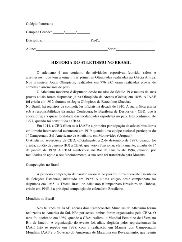 Tudo sobre a origem do atletismo no Brasil explicado.