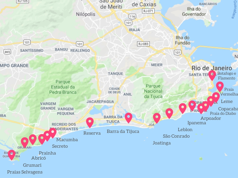 Guia de praias: Condições do mar para banho Rio de Janeiro agora.