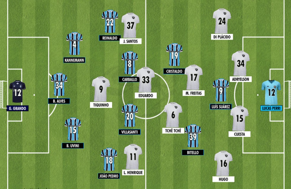 Classificações dos jogadores de Botafogo x Grêmio: Saiba quem mandou bem no jogo!