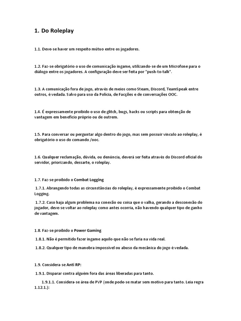 Servidores de RP com regras rígidas contra combat logging!