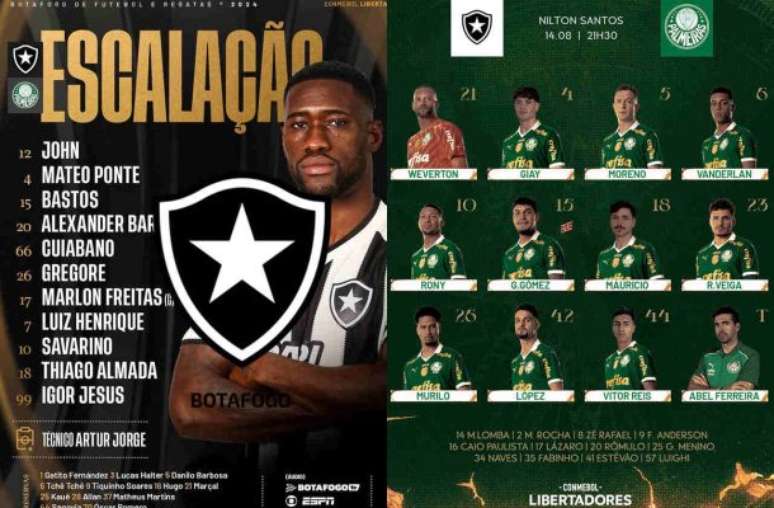Classificações dos jogadores de Botafogo x Palmeiras: Quem se destacou?