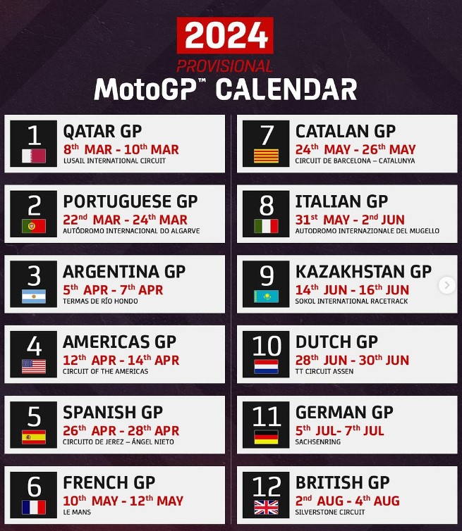 MotoGP 2024 Calendário Atualizado: Não Perca Nenhuma Emoção Nas Pistas!